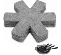 KOHVAN Set di 6 Proteggi Pentole e Salvapadelle in Feltro, 26cm Sottopentola Antigraffio e Antiscivolo per Organizzazione Cucina, Divisori per Padelle in Ceramica, Acciaio e Ghisa, Grigio