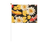 Koi Carps Fish and Lotus 6pack & 10 Pack Hand Waving Flags, bandiera palmare su bastone, per sfilate, feste, bar, compleanni