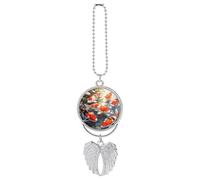 Koi, ciondolo per specchietto retrovisore dell'auto, con ali d'angelo, in lega di zinco, ornamento da appendere per donne e uomini, decorazione per interni auto, SUV, camion, accessori regalo per