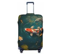 Koi - Copribagagli da viaggio con gigli di stagno, elastici, per valigie, 45-81 cm, Nero , S