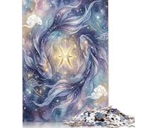 Koi dei Pesci Cosmici Puzzle 1000 Pezzi, Arte orientale moderna | Arredamento giapponese, Modello dell'acqua Zen, Rompicapo, Gioco, Arte asiatica minimalista, Gioco Puzzle, 14+, 70x50cm.