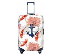 Koi Fish and Corals Travel Luggage Covers - Elasticità Valigie Coperture Protettive per bagagli 45-81 cm, Nero , L