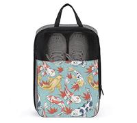 Koi Fish And Maple Leaves in The Pond Shoe Bag with Zipper & Handle, Waterproof Breathable Portable