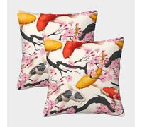 Koi Fish Art-Japanese Floral Design Federe Cuscini Per Divano Decorativa Available All Seasons Fodere Cuscino Set 2 Pezzi Moderno Per Soggiorno Camera Sofà 50x50cm