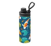 Koi Fish - Bollitore termico sportivo da 510 g, bottiglia in acciaio inox a doppia parete con coperchio a prova di perdite, perfetto per attività all'aperto, palestra, campeggio e uso quotidiano