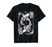Koi Fish Cherry Blossom Tradizionale Giapponese Ink Art Maglietta