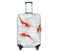 Koi Fish Corals, copribagagli da viaggio per primavera ed estate, copertura elastica per valigie da 45,7 - 81,7 cm, Nero , L