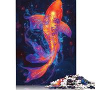 Koi Fish in Neon Glow Jigsaw Puzzle Impossibili 1000 Pezzi Decorazione Per La Casa. Giochi Rilassamento E Intelligence Per Adulti E Ragazzi Da 14 Anni 1000pcs (75x50cm)