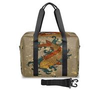 Koi Fish Japan Borsone da viaggio per donne e uomini Koi Weekend Borsa da notte 32 L Grande borsa da cabina per viaggi, sport, palestra, Colore, 32 L, Organizer per borse