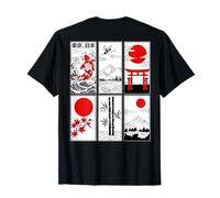 Koi Fish Japanese Art Zen Waves And Red Sun Maglietta