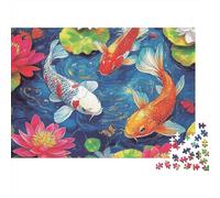 Koi Fish Pond Art Puzzle Da 1000 Pezzi in Carta Ecologica Per Bambini Principianti, Puzzle Ultra Difficile, Divertimento Dopo Scuola, Puzzle Miglior Valutato Per Giovani Apprendisti 52x38cm/1000pcs