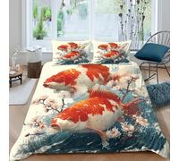 koi fish swimmingcopripiumino Set di 3 Pezzi stampa 3D cerniera nascosta artistic water scene Set Di Copripiumino incluso federe per cuscini aiosa for bambini e adolescenti Double（200x200cm）