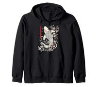 Koi Fish Tatuaggio Giapponese Floral Zen Inchiostro Acqua Felpa con Cappuccio