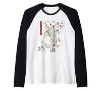 Koi Fish Tatuaggio Giapponese Floral Zen Inchiostro Acqua Maglia con Maniche Raglan