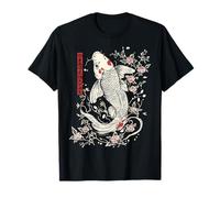 Koi Fish Tatuaggio Giapponese Floral Zen Inchiostro Acqua Maglietta