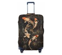 Koi Fish Tranquility - Copribagagli da viaggio, elastico, per valigie, 45-81 cm, Nero , M