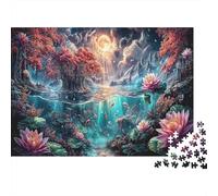 Koi Fish Under Moonlit Lake Wildlife Puzzle 1000 Pezzi Per Adulti - Sfidanti E Divertenti, Ideal Per Gioco Familiare E Rilassamento, Regalo Adulti 52x38cm/1000pcs