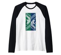 Koi Fish Yin-Yang Giapponese Ukiyo-e Tradizionale Stile Vintage Maglia con Maniche Raglan