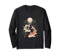 Koi Pesci Onde Luna Fiori Maglia a Manica