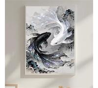 Koi Puzzle 1000 Pezzi per Adulti e Ragazzi, Puzzles Classico, Puzzle Adulti 1000 pezzi Nero bianco, Decorazione Casa, Idea Regalo Creativa e Divertente, Intrattenimento Antistress 75x50cm