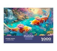Koi with Lotus Blossoms on Their Backs Puzzle Da 1000 Pezzi Colorful Koi Giochi Di Puzzle Per La Famiglia Per Adulti, Bambini E Anziani 70x50cm/1000pcs