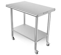 Koioplie Carrello da cucina, carrello da cucina, carrello per il trasporto, carrello da tè, con ripiani regolabili, 92 x 60 x 88 cm, in acciaio inox, 4 ruote girevoli