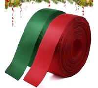 KOIROI 2 rotoli di nastro di raso per Natale, 25 mm x 22 m, nastro natalizio, nastro decorativo per Natale, matrimonio, compleanno, festa
