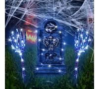 KOIROI Scheletro di Halloween Decorazione, Scheletro Braccio Spaventoso Realistico con Luci LED, Inquietante Decorazione Cimitero, Illuminato Scheletro per Cancello Esterno Lapide Giardino Prato Casa
