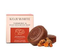 Koji White Turmeric & Kojic Dipalmitate Soap Bar - Gentle Cleanser for Uneven skin tone With Shea Butter - For Melanin-Rich Skin, Face & Body, Vegan, Fragrance-Free, Sensitive Skin, 2.82 oz (2 bars)