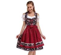 KOJOOIN Dirndl - Set di 3 abiti corti da donna, abito tradizionale Dirndl, con abito Dirndl, camicetta Dirndl, grembiule per Oktoberfest, occasioni speciali, rosso vivo, 36