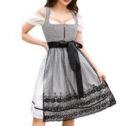 KOJOOIN Dirndl Tradizionale Midi da Donna 3 Pezzi per Il Carnevale E Il Carnevale Dell'Oktoberfest Grigio 42