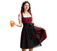KOJOOIN Dirndl Tradizionale Midi da Donna 3 Pezzi per Il Carnevale E Il Carnevale Dell'Oktoberfest Rosso 44