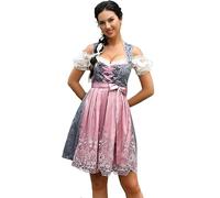 KOJOOIN Donna Dirndl 3 Pezzi. Abito Jacquard Trachten Corto con Grembiule Dirndl per L'Oktoberfest Grau-Jacquard (3tlg.) 40