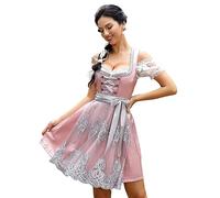 KOJOOIN Set Dirndl da Donna Vestito per Occasioni Speciali, Rosa (3 Pezzi), 44