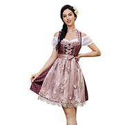 KOJOOIN Trachten Abito da Donna Dirndl Corto con Ricami Dirndl Midi di Design Esclusivo per L'Oktoberfest Borgogna Profonda 42