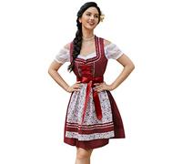 KOJOOIN Trachten Abito da Donna Dirndl Corto con Ricami Dirndl Midi di Design Esclusivo per L'Oktoberfest Fiori di Borgogna 40
