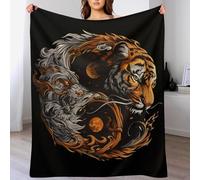 KOJYAW Coperta In Flanella 180x200cm Battaglia tra drago e tigre Soffice,Morbida E Calda, Coperta Letto E Divano Campeggio Per Bambini Adulti Regalo Natale Regali Compleanno Per Famiglia E Amici