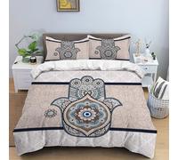 KOJYAW Set Copripiumino Matrimoniale 220x240cm Set copripiumini e federe Mano di Fatima,2D Stampa microfibra Copripiumino per bambini e ragazzi,Chiusura a Cerniera,con 2 federa 50x75cm