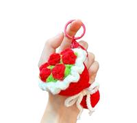 kokdid Bel portachiavi a forma di fiore all'uncinetto accessori per borsa supporto per auto per mamma moglie uncinetto bouquet di rose portachiavi ciondoli per borse anelli auto bouquet di rose