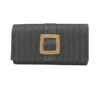 kokdid Borsa da donna a busta, borsa da spiaggia in paglia, alla moda, con tracolla intrecciata a mano, per tutti i giorni, borsa da donna, borsa a tracolla in paglia, Nero , One Size