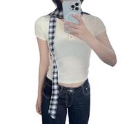 kokdid Elegante sciarpa sottile dal design del Regno Unito, in tessuto accogliente, alla moda, lunga, decorazione per il collo, per donne e ragazze, sciarpa extra lunga britannica, Nero e bianco