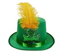 kokdid Homburg - Cappello da festa da leprechaun verde con finiture verdi, cappello porkpie per ragazzi e uomini, club irlandese, accessorio alla moda