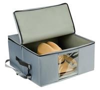 kokdid Scatola per cappelli con tracolla regolabile, con finestra trasparente e fondo rinforzato, organizer per cappelli Panama, multiuso, da viaggio, con tasche in rete, Grigio, One Size