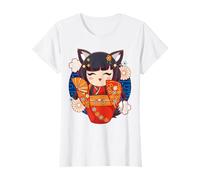 Kokeshi Bambola Kitsune Giapponese Amante Estetico Maglietta