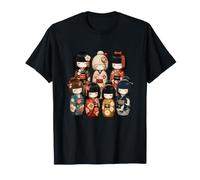Kokeshi Bambole Giapponese Geisha Kimono Ragazze Maglietta