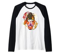 Kokeshi Doll Koi Fish Giapponese Estetica Amante Maglia con Maniche Raglan