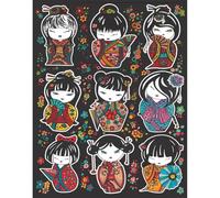 Kokeshi Grande 47*35 Colorvelvet in velluto da colorare. Con set di pennarelli Carioca. 8024238999006