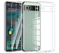 Kokio Crystal Clear Cover per Google Pixel 6A 5G con 2 Pezzi di Vetro Protettivo, Cover Protettiva in Silicone TPU Trasparente Morbido Ultra sottile, Anti-Ingiallimento Antigraffio