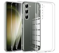 Kokio Crystal Clear Cover per Samsung Galaxy S23 5G con 2 Pezzi di Vetro Protettivo, Cover Protettiva in Silicone TPU Trasparente Morbido Ultra sottile, Anti-Ingiallimento Antigraffio