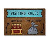 KOKO DOORMATS Zerbino in Fibra di Cocco “Visiting Rules” | Tappeto Ingresso Esterno con Base Antiscivolo in PVC | Design Simpatico e Resistente da 40x60 cm per Porta d’Ingresso